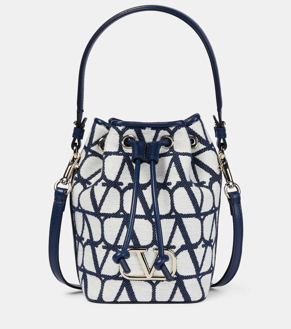 VLogo Signature Mini canvas bucket bag
