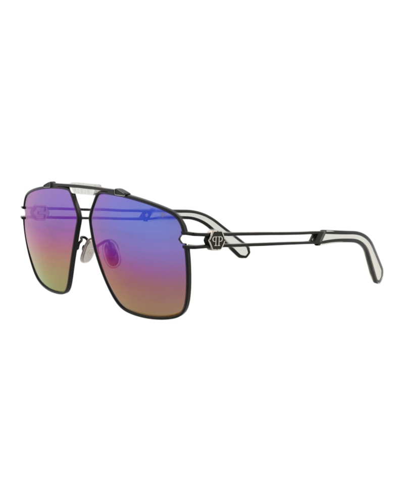 Philipp Plein Aviator-Frame Titanium Sunglasses Black Black Multicolor (SPP049M-63-0541)