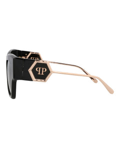 Philipp Plein Cat Eye-Frame Acetate Sunglasses Black Black Smoke (SPP120M-53-0700)