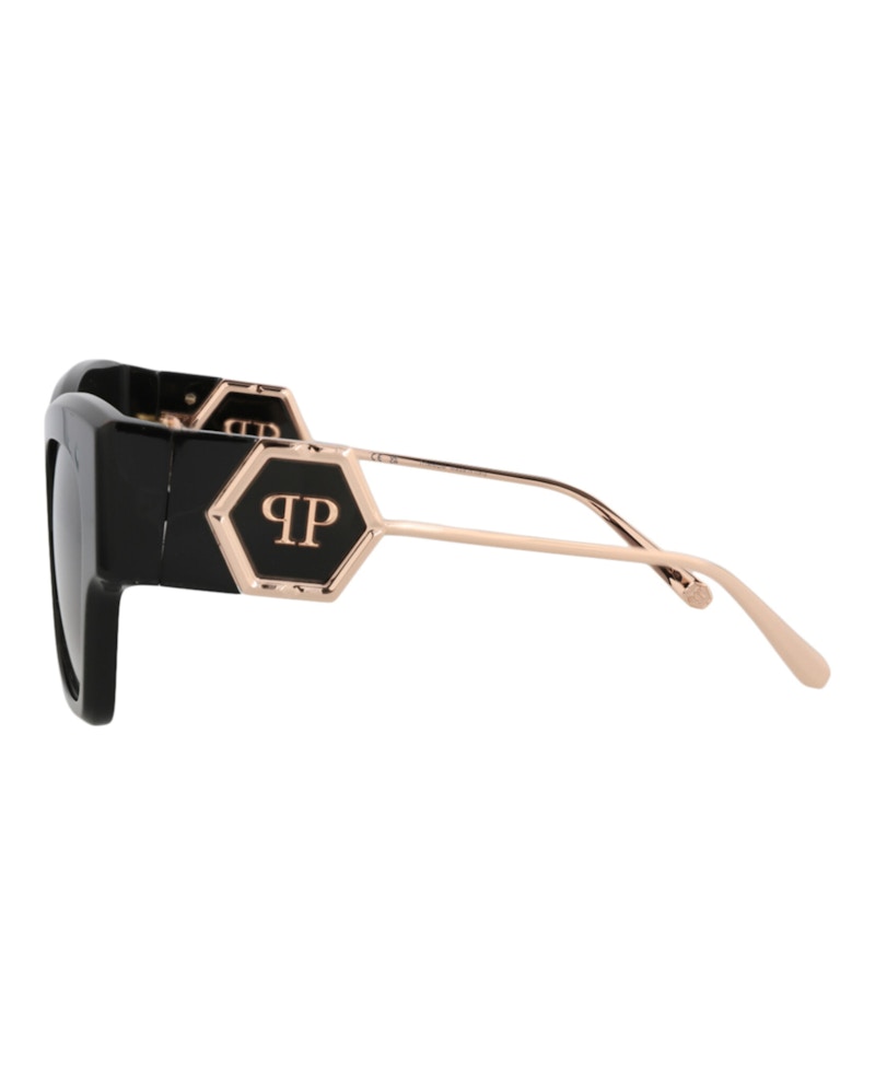 Philipp Plein Cat Eye-Frame Acetate Sunglasses Black Black Smoke (SPP120M-53-0700)