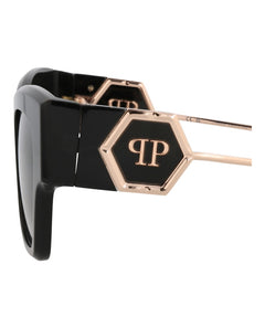 Philipp Plein Cat Eye-Frame Acetate Sunglasses Black Black Smoke (SPP120M-53-0700)