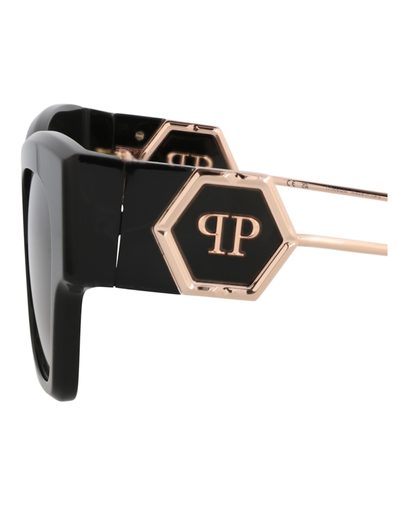 Philipp Plein Cat Eye-Frame Acetate Sunglasses Black Black Smoke (SPP120M-53-0700)