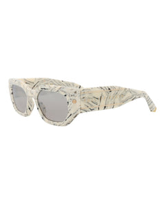 Philipp Plein Square-Frame Acetate Sunglasses Ivory Ivory Grey (SPP066M-51-09YL)