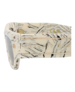 Philipp Plein Square-Frame Acetate Sunglasses Ivory Ivory Grey (SPP066M-51-09YL)