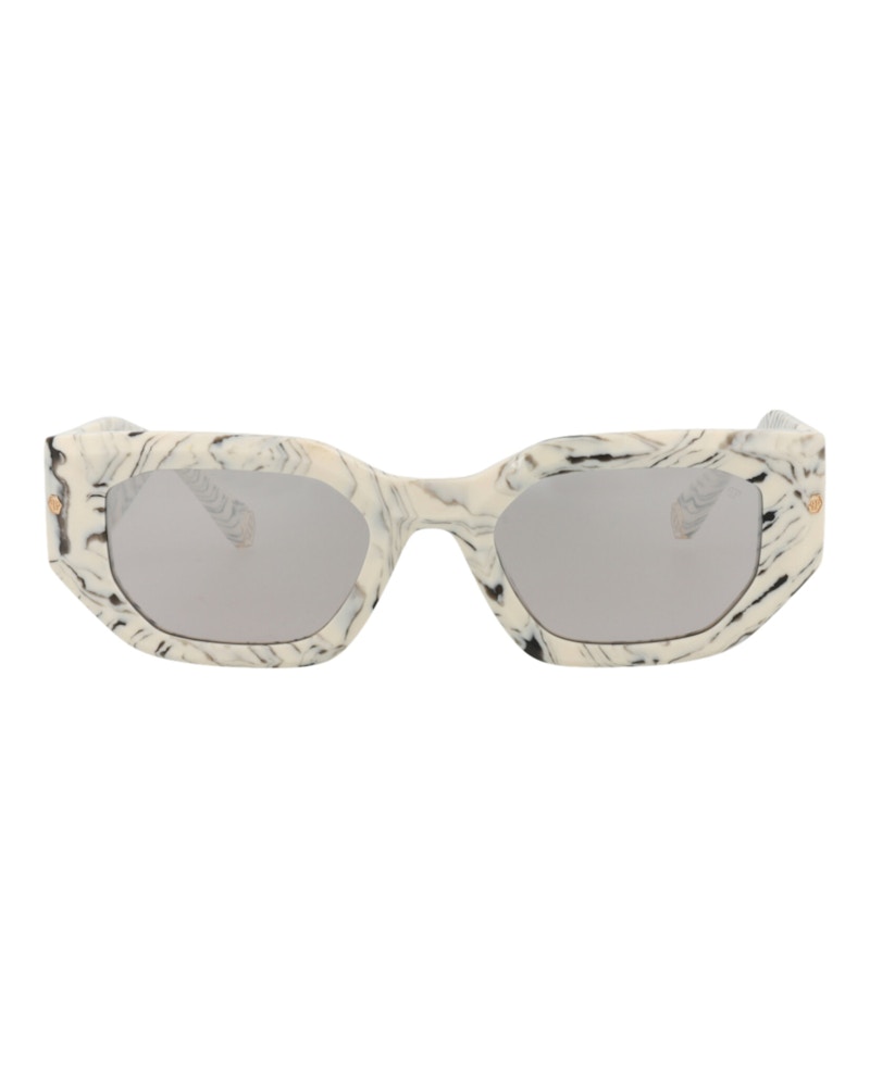 Philipp Plein Square-Frame Acetate Sunglasses Ivory Ivory Grey (SPP066M-51-09YL)
