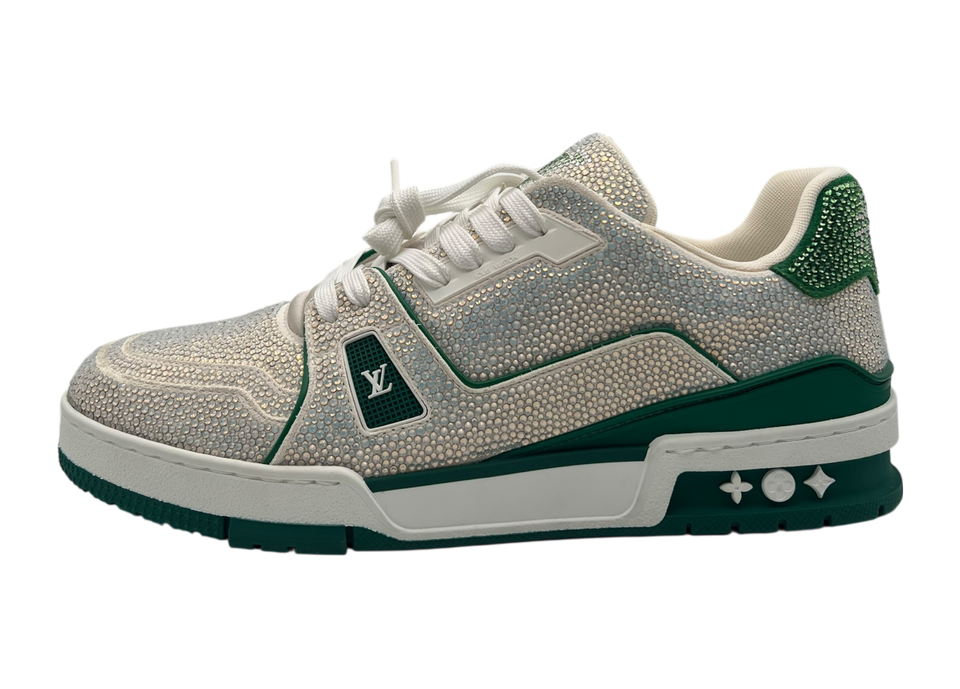 Louis Vuitton Trainer Swarowski White Green COND NEW