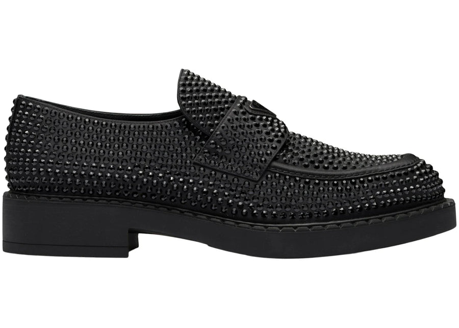 Prada Chocolate 35mm Crystal Loafer Black Satin