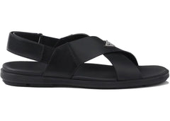 Prada Crisscross Leather Sandals Black