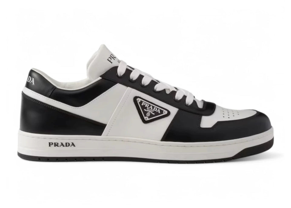 Prada Downtown Leather Sneakers White Black