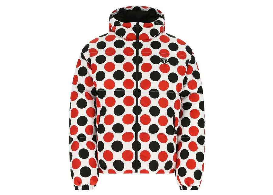 Prada Logo Plaque All-Over Printed Jacket White/Red/Black