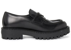 Prada Lug Sole Loafer Black Brushed Leather