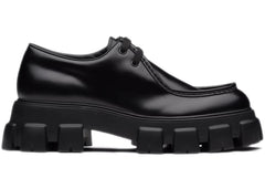 Prada Monolith Lace-Up Shoe Black Brushed Leather