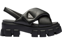 Prada Monolith Padded 55Mm Sandals Black Nappa Leather