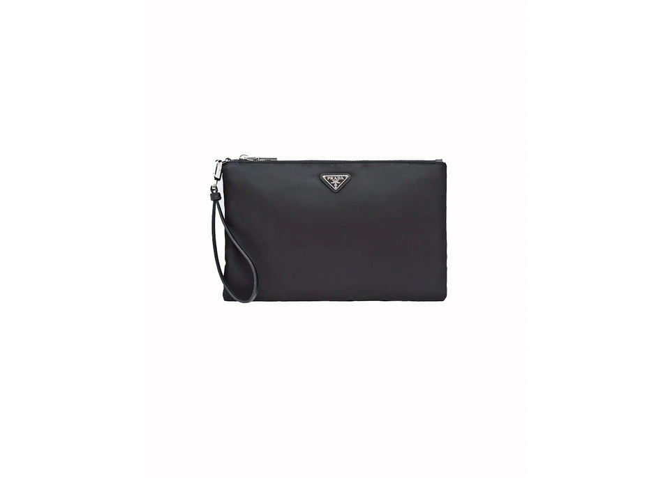 Prada Re-Nylon and Saffiano Leather Pouch Black