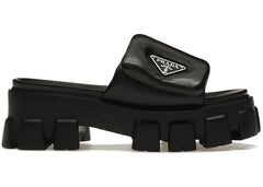 Prada Soft Padded 55Mm Strap Sandals Black Nappa Leather