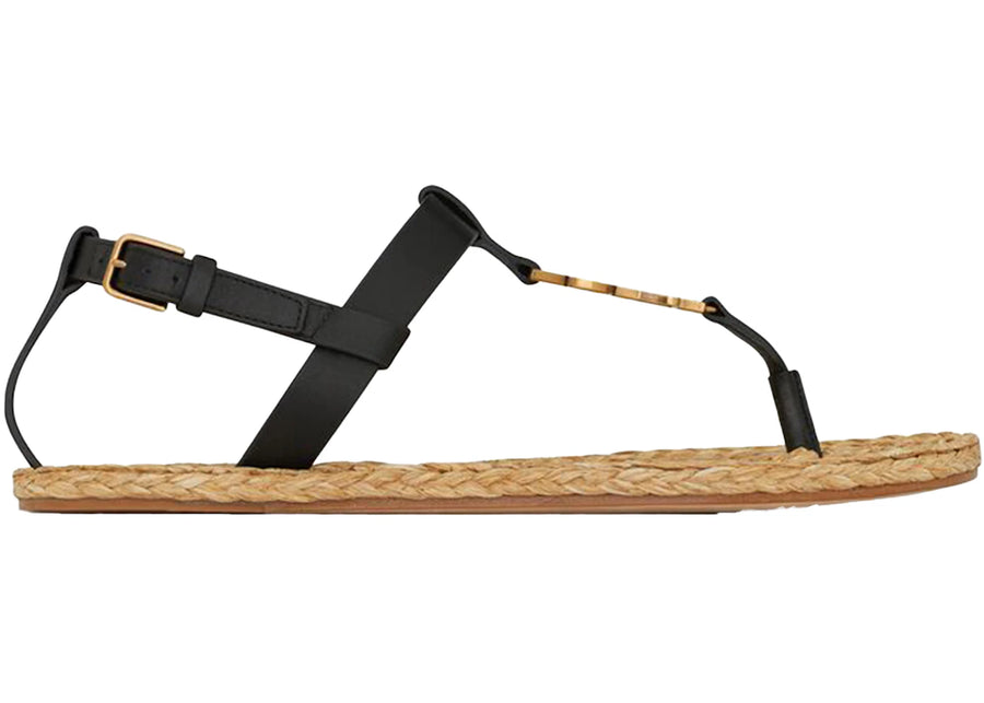 Saint Laurent Cassandra Sandals Black Leather