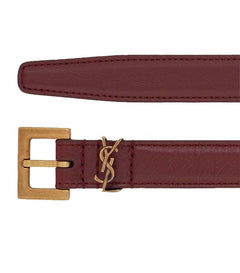 Saint Laurent Cassandre Leather Belt Red Agate