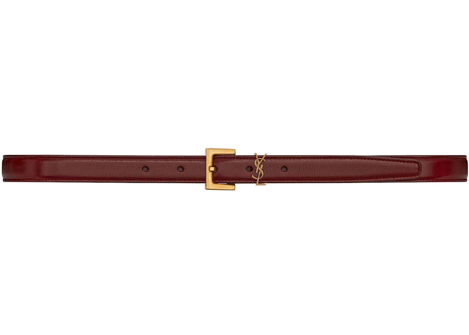 Saint Laurent Cassandre Leather Belt Red Agate