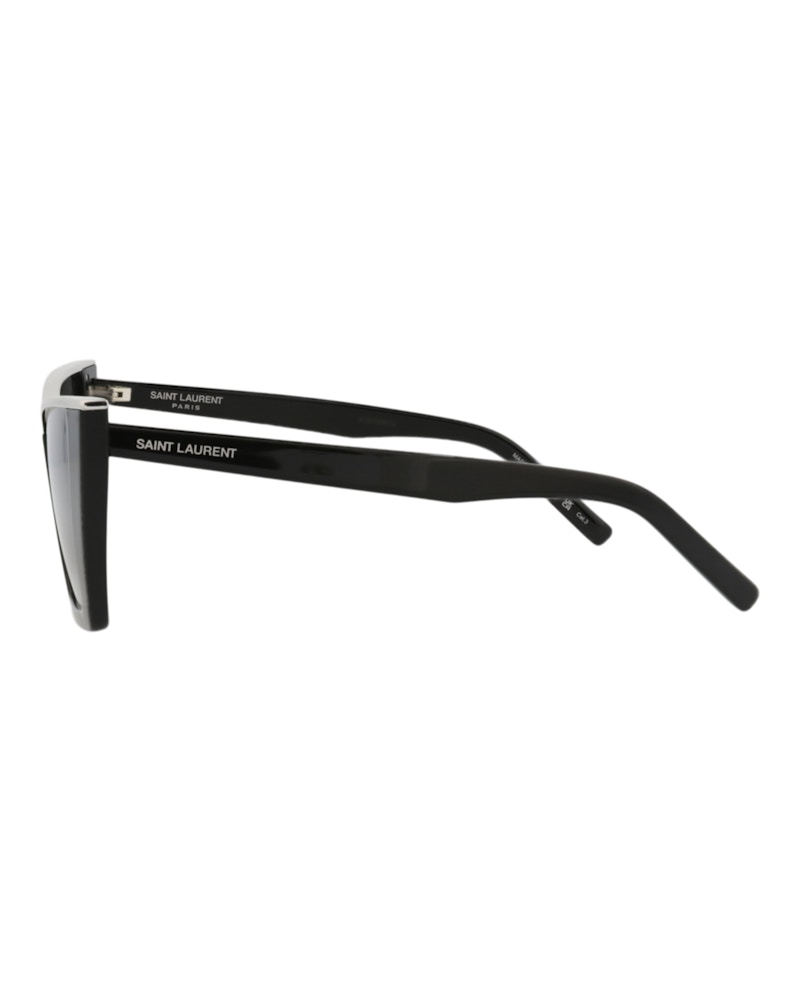 Saint Laurent Cat Eye-Frame Acetate Sunglasses Black Black Silver (SL570-30014007-002)