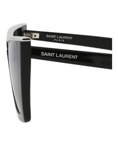Saint Laurent Cat Eye-Frame Acetate Sunglasses Black Black Silver (SL570-30014007-002)