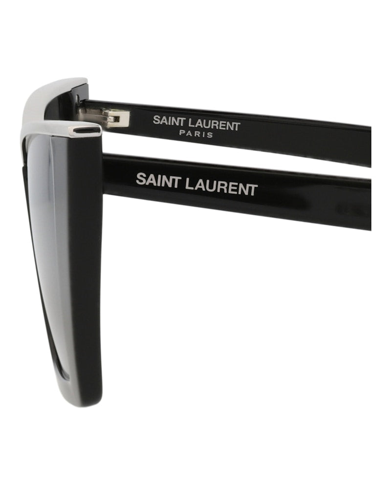Saint Laurent Cat Eye-Frame Acetate Sunglasses Black Black Silver (SL570-30014007-002)