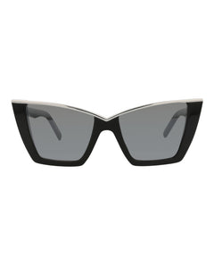 Saint Laurent Cat Eye-Frame Acetate Sunglasses Black Black Silver (SL570-30014007-002)