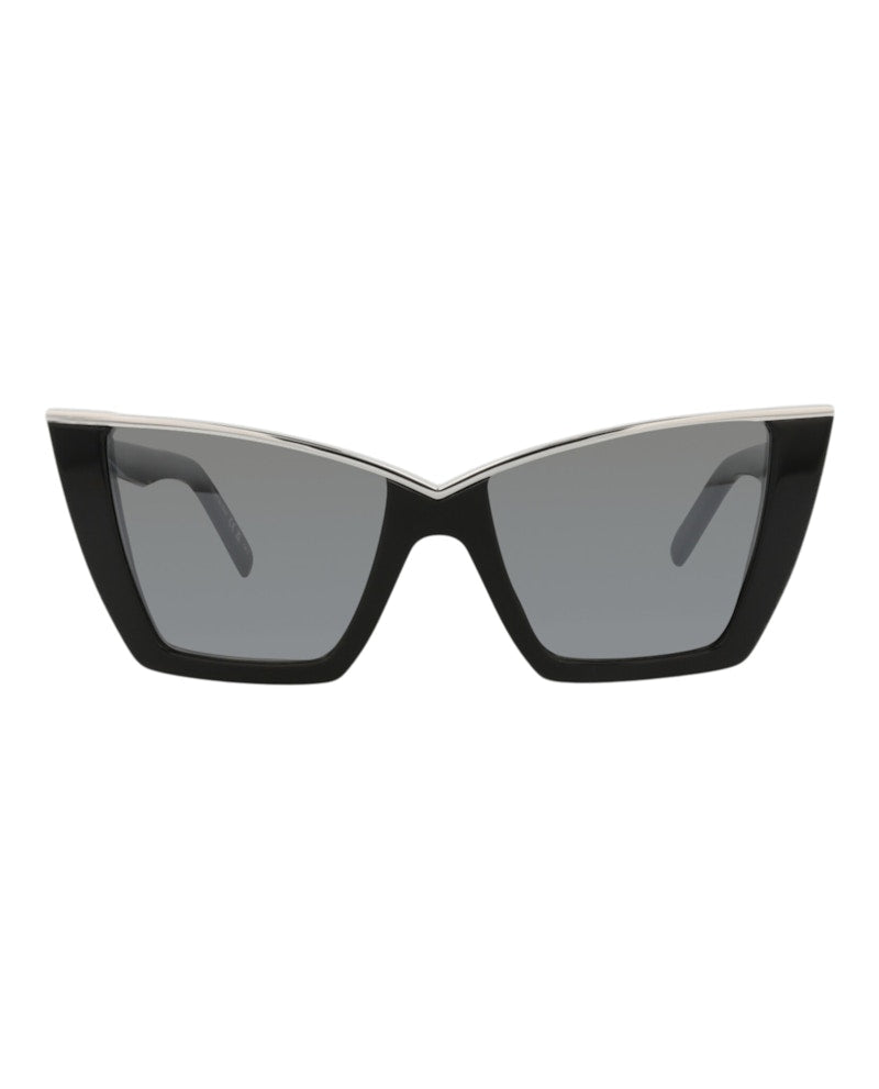 Saint Laurent Cat Eye-Frame Acetate Sunglasses Black Black Silver (SL570-30014007-002)