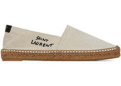 Saint Laurent Embroidered Espadrilles Natural Beige Canvas (Women's)