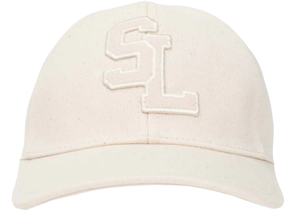 Saint Laurent Logo Patch Baseball Cap Beige