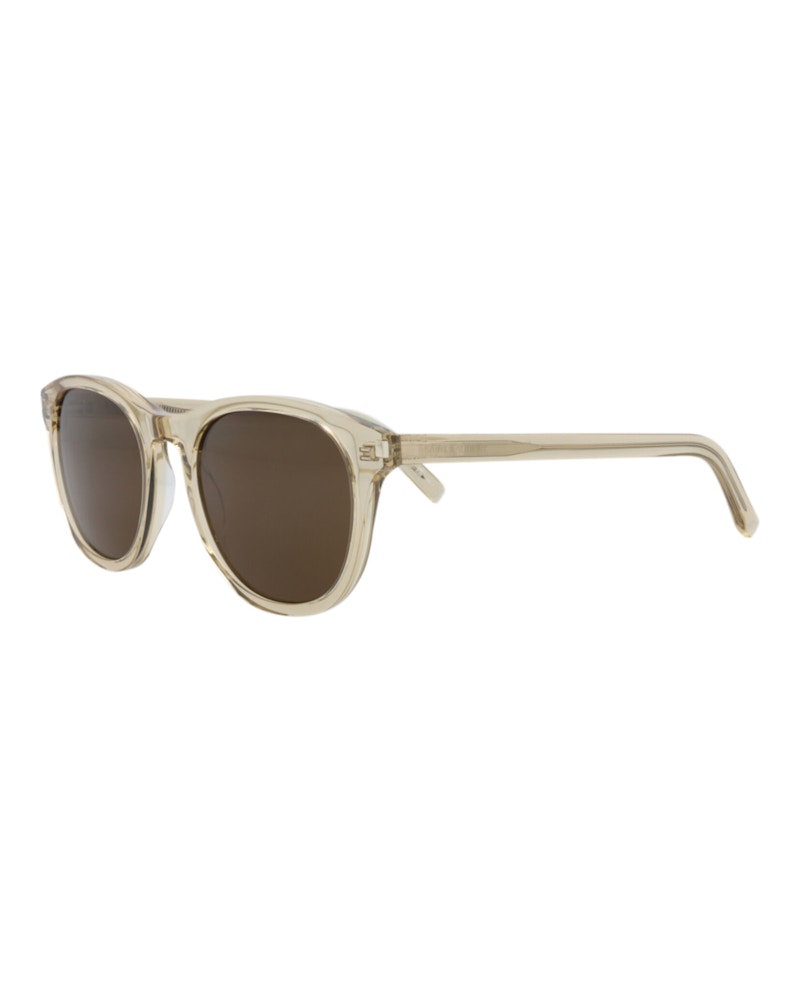 Saint Laurent Round-Frame Acetate Sunglasses Yellow Yellow Brown (SL401-30009335-008)