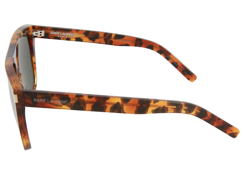 Saint Laurent Square-Frame Acetate Sunglasses Havana/Grey (SL1-30000164-015)
