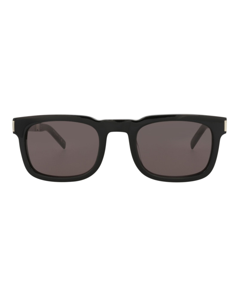 Saint Laurent Square-Frame Recycled Acetate Sunglasses Black/Silver/Black (SL581-30014111-001)