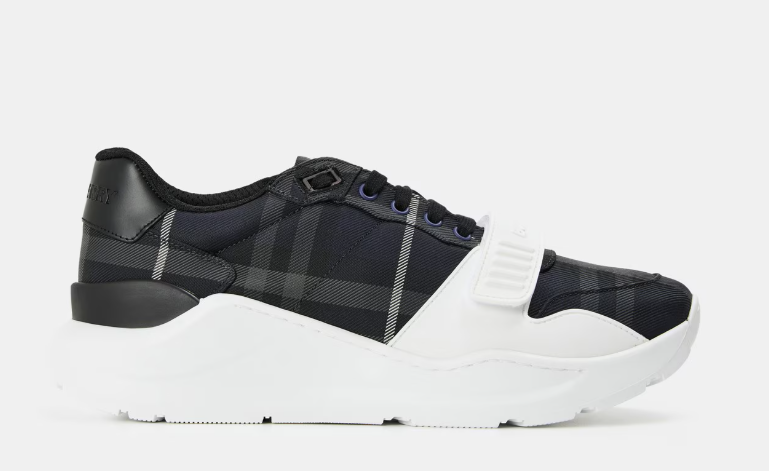 BURBERRY Men's Regis Check Cotton Trainers 'Storm'
