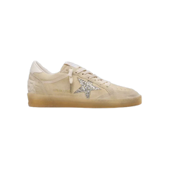 Golden Goose Ball Star In Pearl Suede With Silver Glitter Star