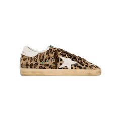 Golden Goose Super-Star In Leopard-Print Pony Skin With Leather Star And Heel Tab