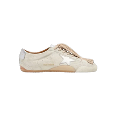 Golden Goose True-Star In Light Gray Suede With Metallic Silver Star And Heel Tab