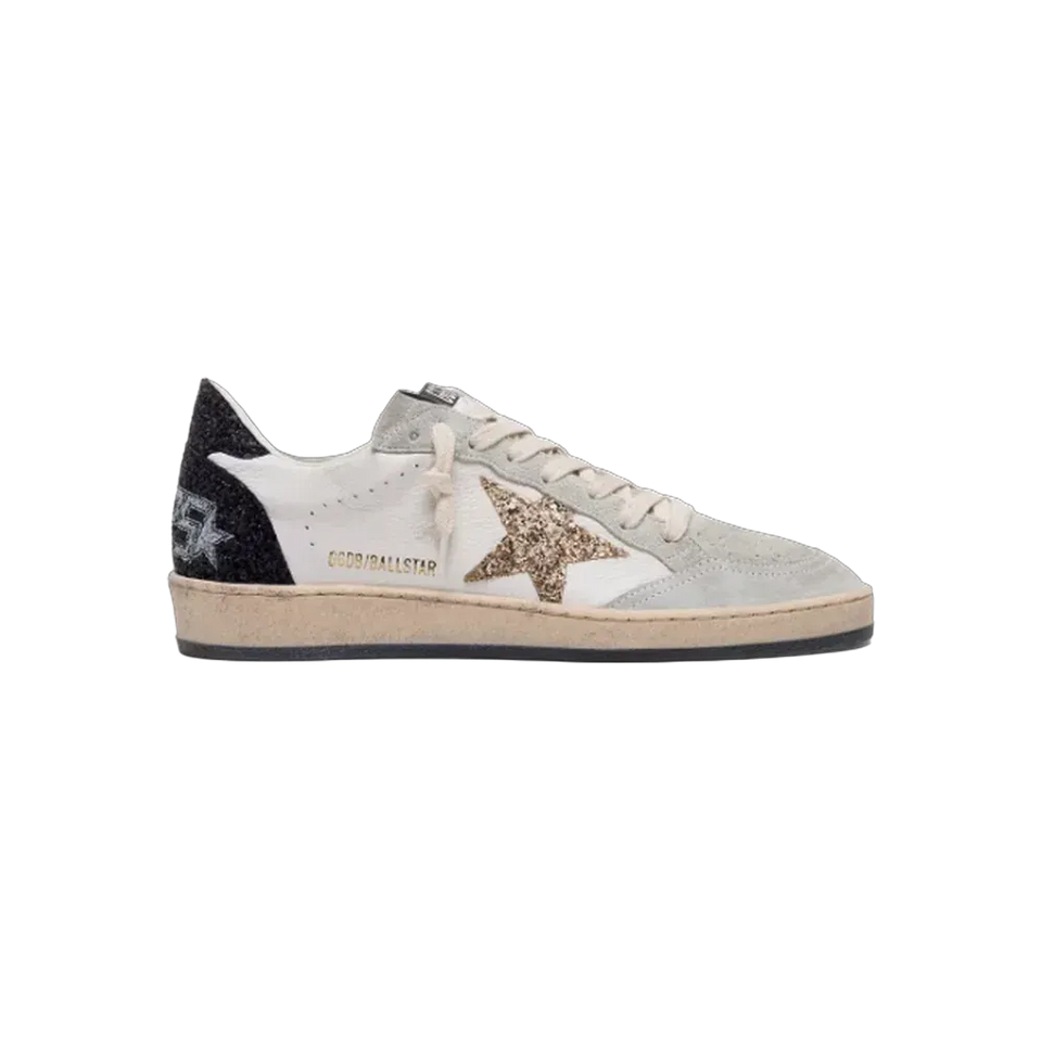Golden Goose Ball Star In Nappa And Suede With Glitter Star