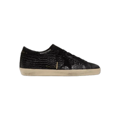 Golden Goose Super-Star LTD In Black Croc-Print Leather With Black Suede Star