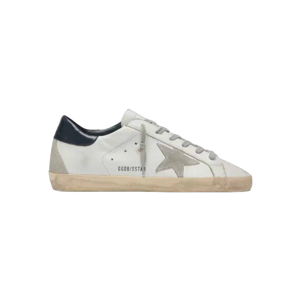 Golden Goose Super-Star With Suede Star And Blue Heel Tab
