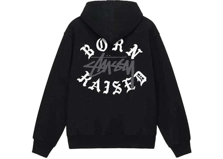 Stussy Born x Raised Logo Zip Hoodie Black