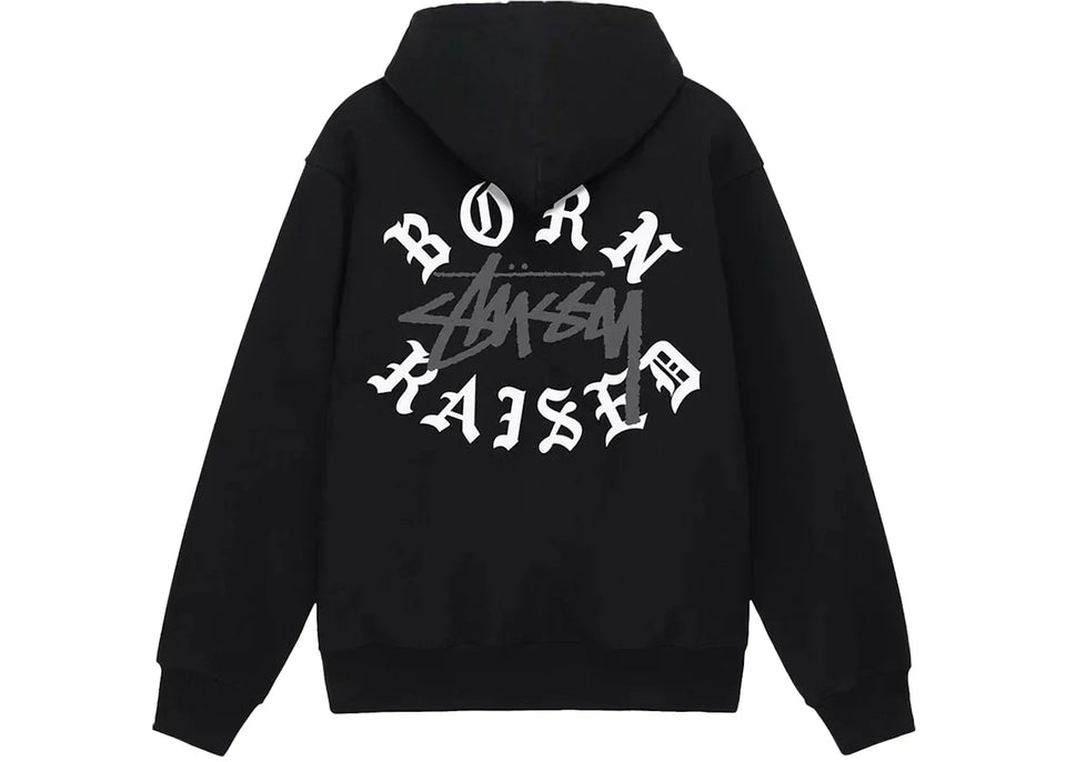Stussy Born x Raised Logo Zip Hoodie Black
