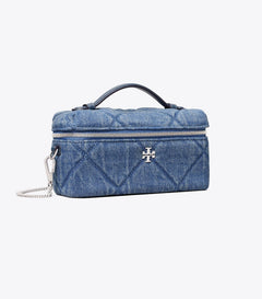 Kira Diamond Quilt Denim Vanity Case