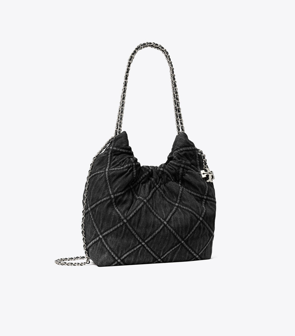Mini Fleming Soft Denim Hobo Bag