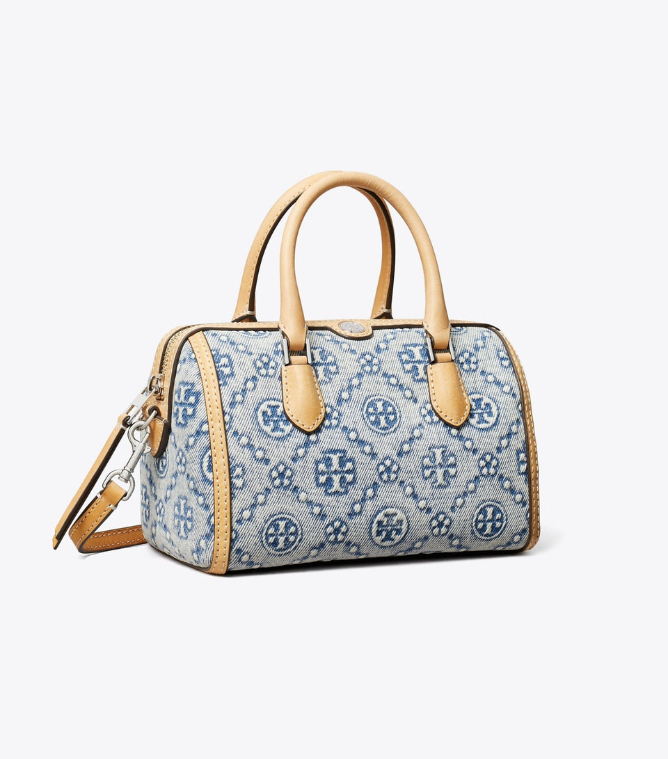 T Monogram Denim Petite Barrel Bag