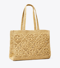 T Monogram Crochet Tote