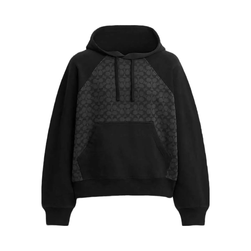 Coach Signature Hoodie In Organic Cotton Charcoal Signature