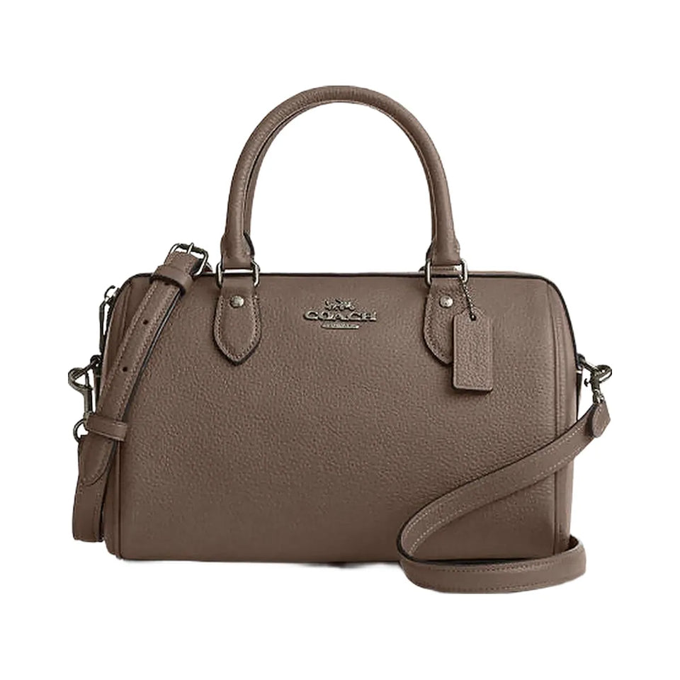 Coach Rowan Satchel Bag Pebbled Leather-Qb-Dark Stone