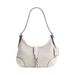 Coach Hamptons Hobo Bag In Signature Jacquard Signature Jacquard-Silver-Cloud Chalk