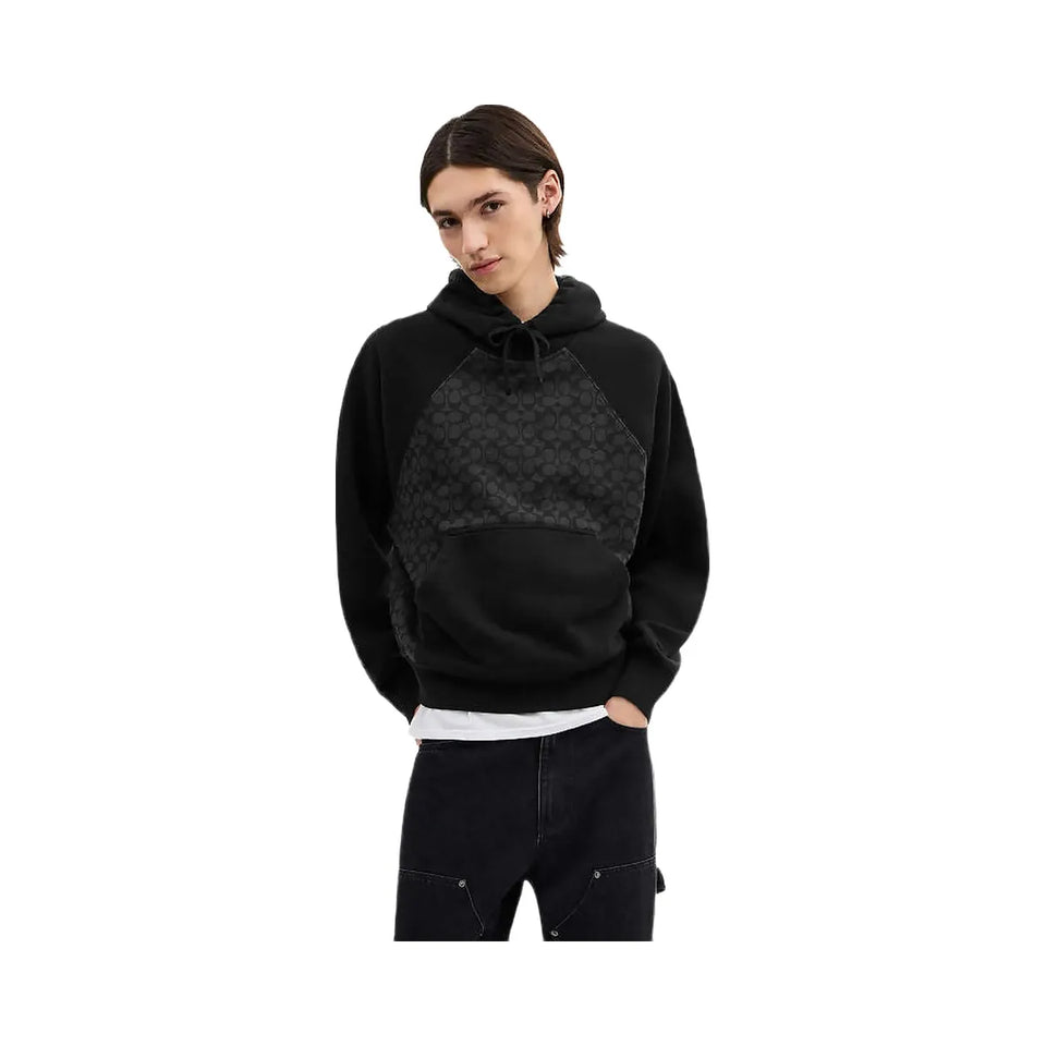 Coach Signature Hoodie In Organic Cotton Charcoal Signature