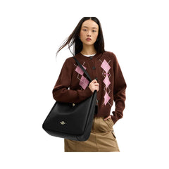 Coach Hadley Large Shoulder Bag Pebbled Leather-Gold-Black
